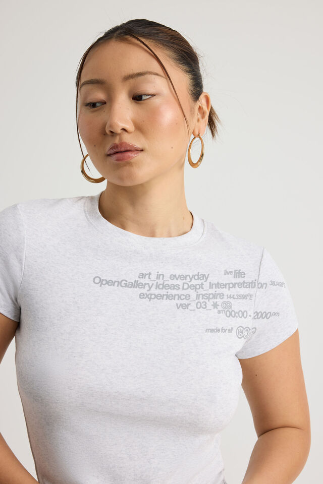 Fitted Graphic Tee, SILVER MARLE/IDEAS DEPT