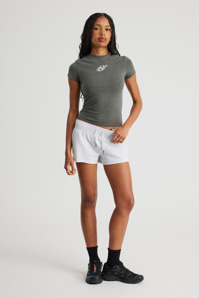 Fitted Graphic Tee, WASHED ASH GREY/NTN HALF TONE