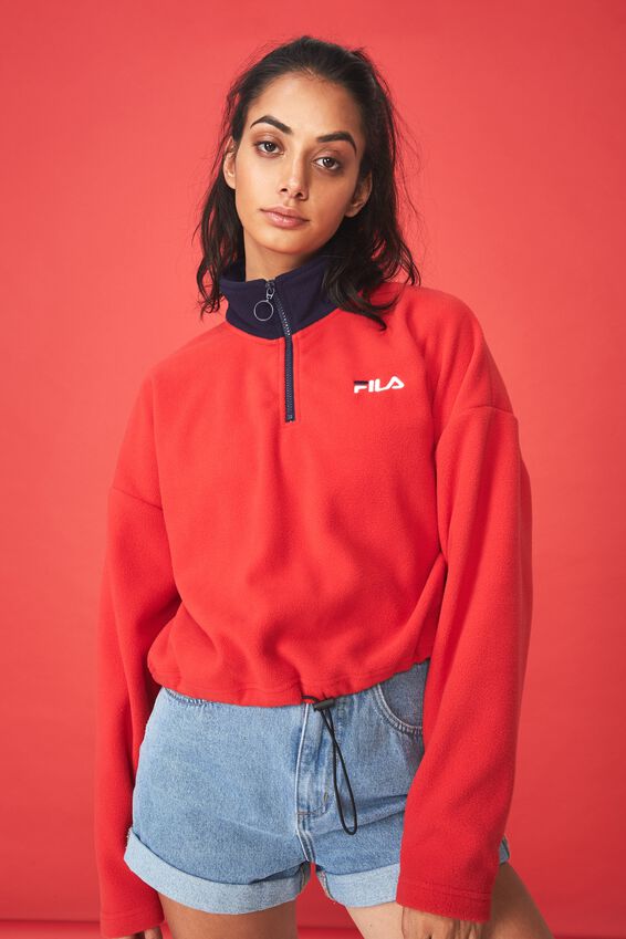 Fila Lcn Qtr Zip Funnel Neck Fleece, LYCHEE