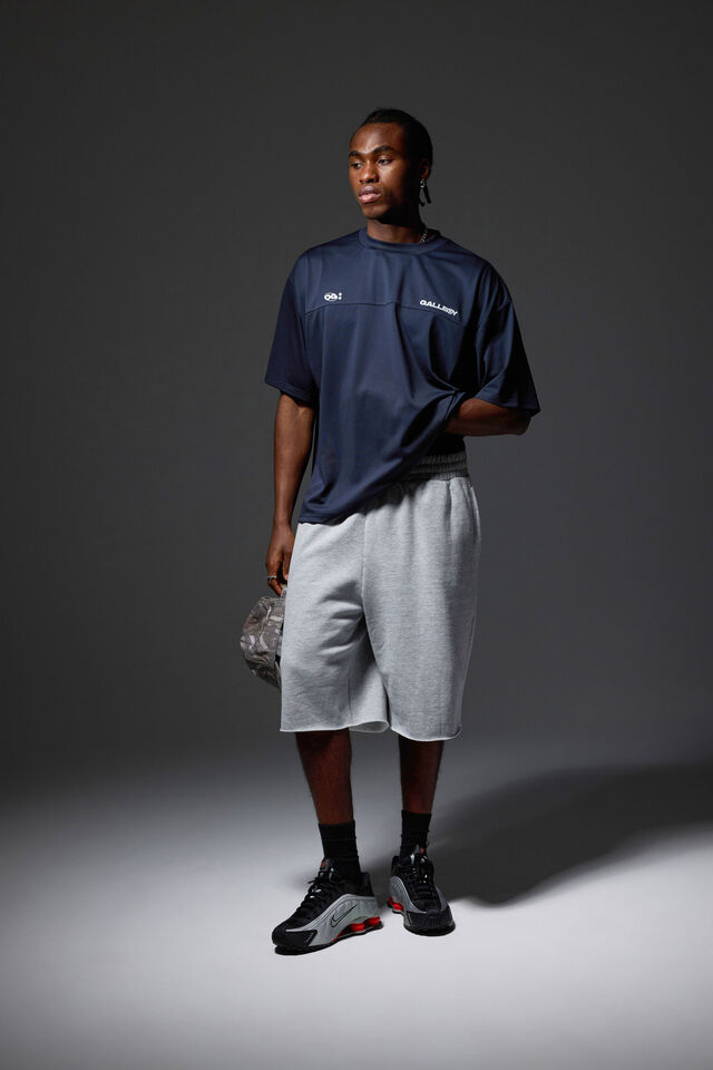 Baggy Track Short, GREY MARLE