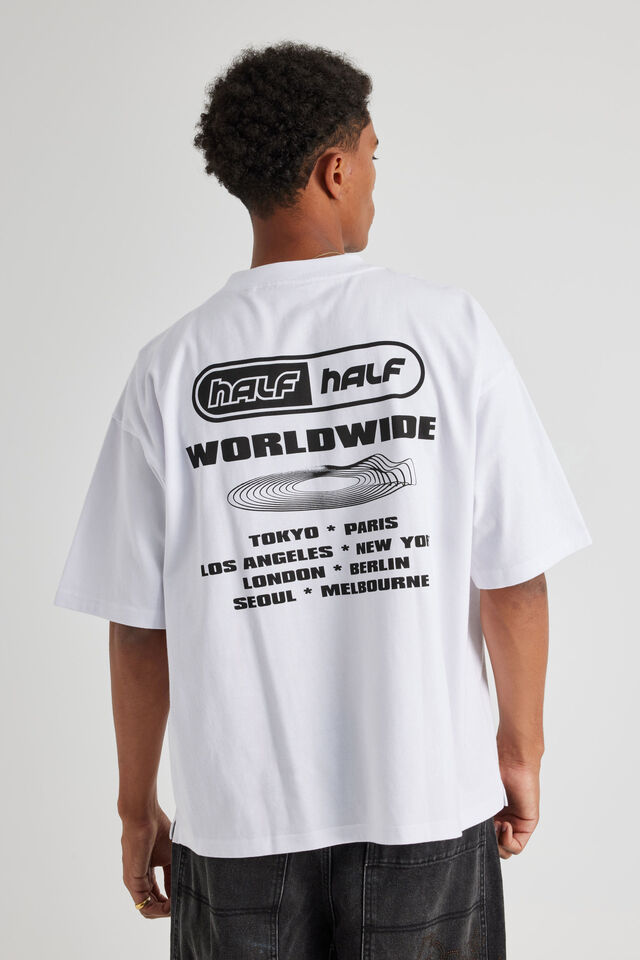Half Half Heavyweight Box Fit Graphic Tshirt, HH WHITE/WORLDWIDE WEB