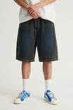 Notion Relaxed Baggy Denim Short, MUDDY BLACK/BLUE SPRAY - example image 2