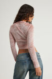Fitted Long Sleeve Top, PINK MUSK MESH - alternate image 3
