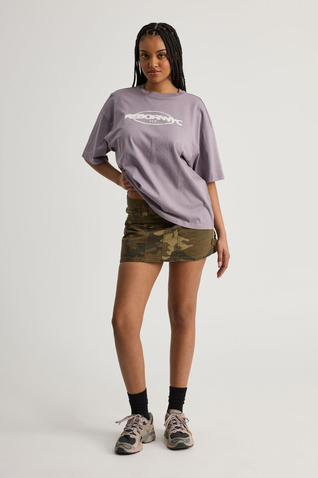 Oversized Graphic Tee, WASHED MYSTIC PURPLE/REBORN