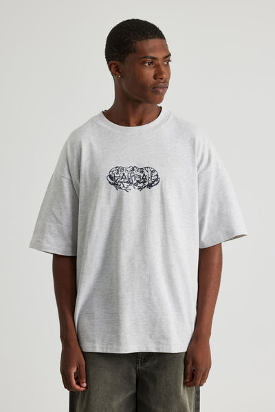 Half Half Heavyweight Box Fit Graphic Tshirt, HH SILVER MARLE/HALF HALF FROGS