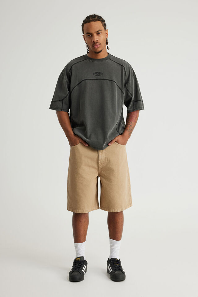 Notion Panelled Tshirt, NTN WASHED BLACK/CONTRAST