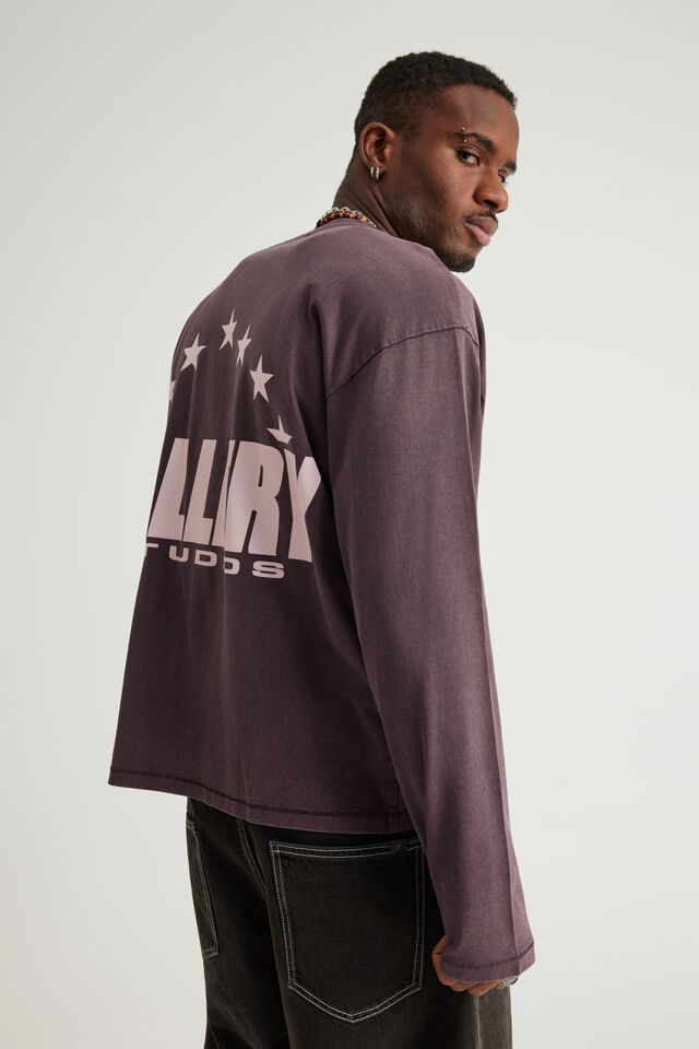 Open Gallery Long Sleeve Boxy Tshirt, OG WASHED FROZEN BERRY/OG PATCH