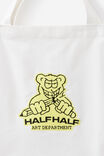 Half Half Large Tote Bag, HH WHITE W YELLOW BEAR LOGO - alternate image 2