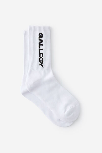 Unisex Rib Sock - Extra, OPEN GALLERY WHITE W LOGO