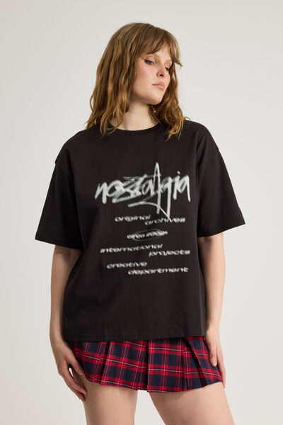 Oversized Graphic Tee, BLACK/NOSTALGIA