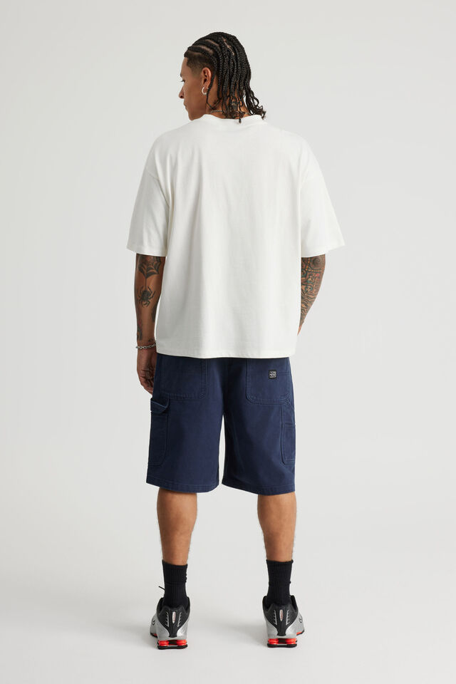 Half Half Painter Baggy Denim Short, NAVY BLAZER