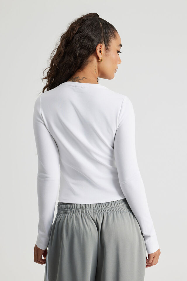 Authentics Fitted Long Sleeve Top, WHITE