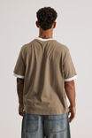 Half Half Slim Fit Ringer Tshirt, HH KHAKI MIST/CLOUD WIDE HALF HALF PILL - alternate image 3