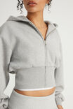 Authentics Shrunken Zip Through Hoodie, GREY MARLE - example image 3