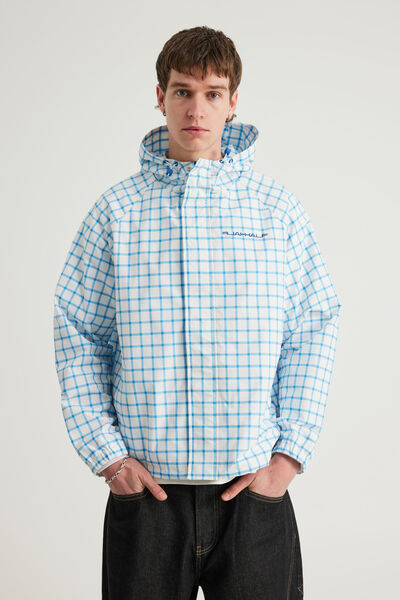 Half Half Hooded Jacket, FRESH WINDOW CHECK