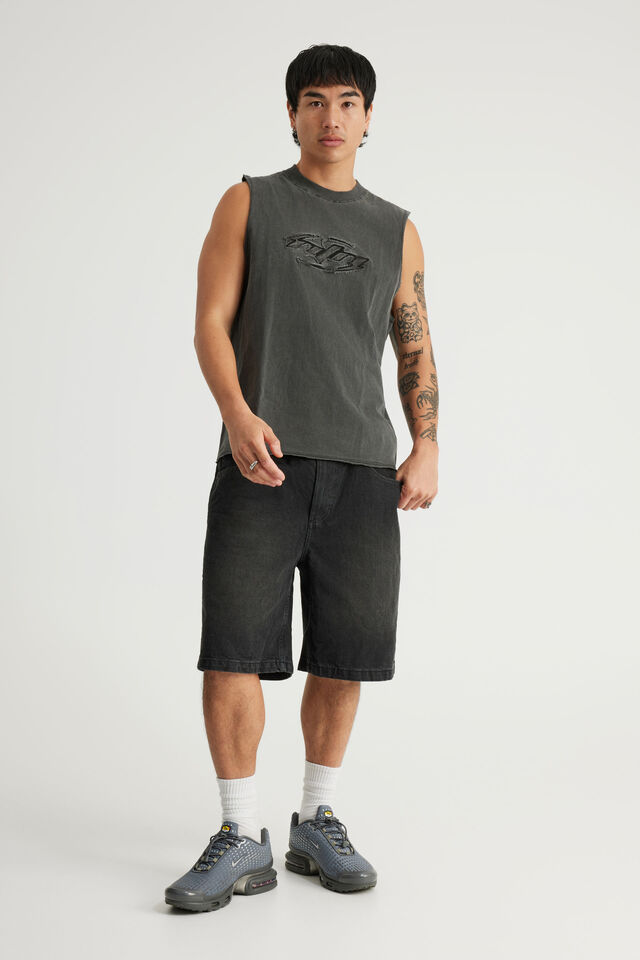 Notion Muscle Tank, NTN WASHED BLACK/SWOOSH LOGO