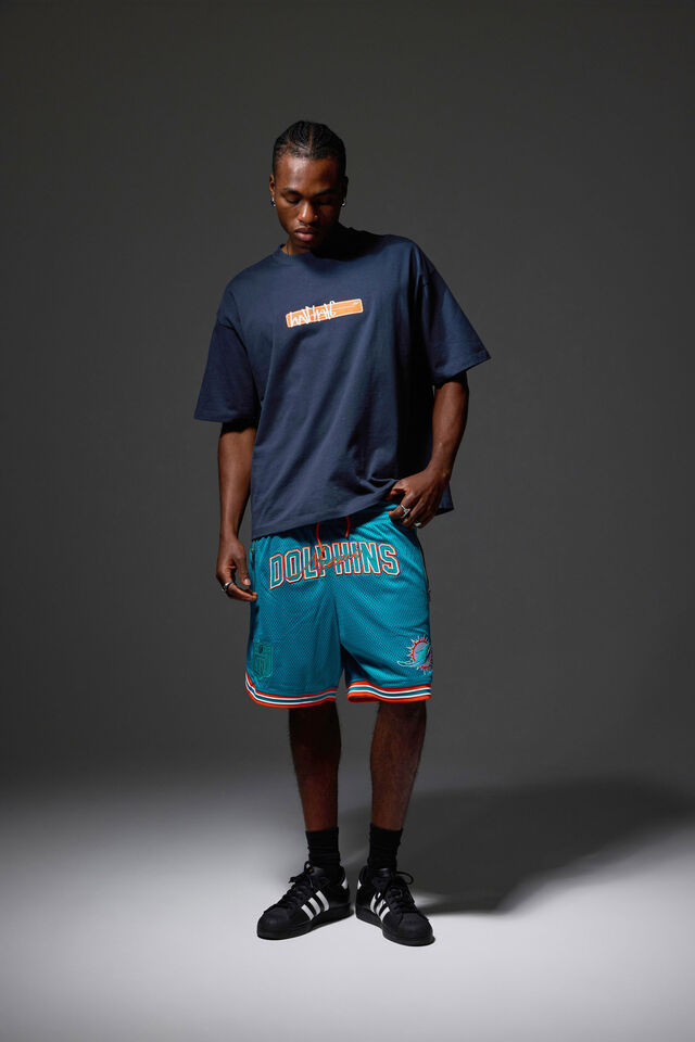 Nfl Basketball Short, LCN NFL TEAL/DOLPHINS RETRO CLASSIC HEM