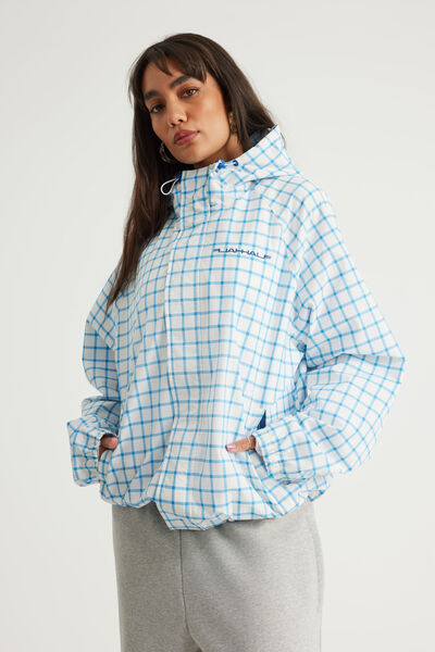 Half Half Hooded Jacket, FRESH WINDOW CHECK