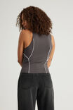 Panelled Zip Through Tank, WASHED BLACK/WHITE PIPING - alternate image 3