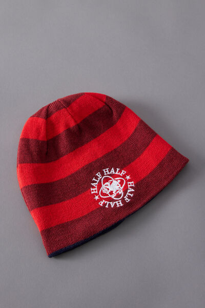 Half Half Reversible Beanie, HH REVERSIBLE RED BLUE STRIPES