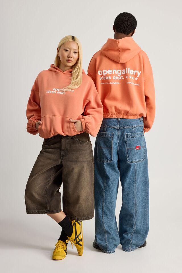 Open Gallery Boxy Hoodie, OG WASHED RICH ORANGE/SOCIAL MOVEMENT