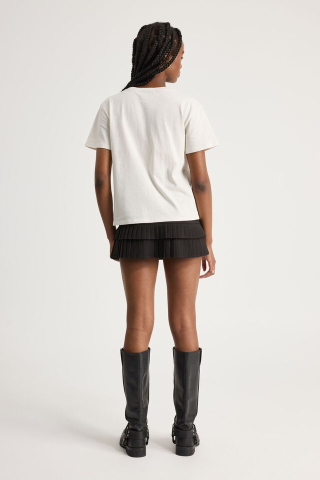 Romy Double Pleated Skirt, BLACK