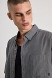 Half Half Short Sleeve Shirt, HH BLACK BLUE MICRO CHECK - alternate image 4