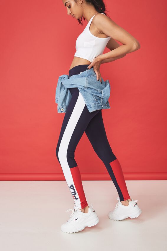 Fila Lcn Colour Block Panelled Legging, EVENING BLUE_LYCHEE