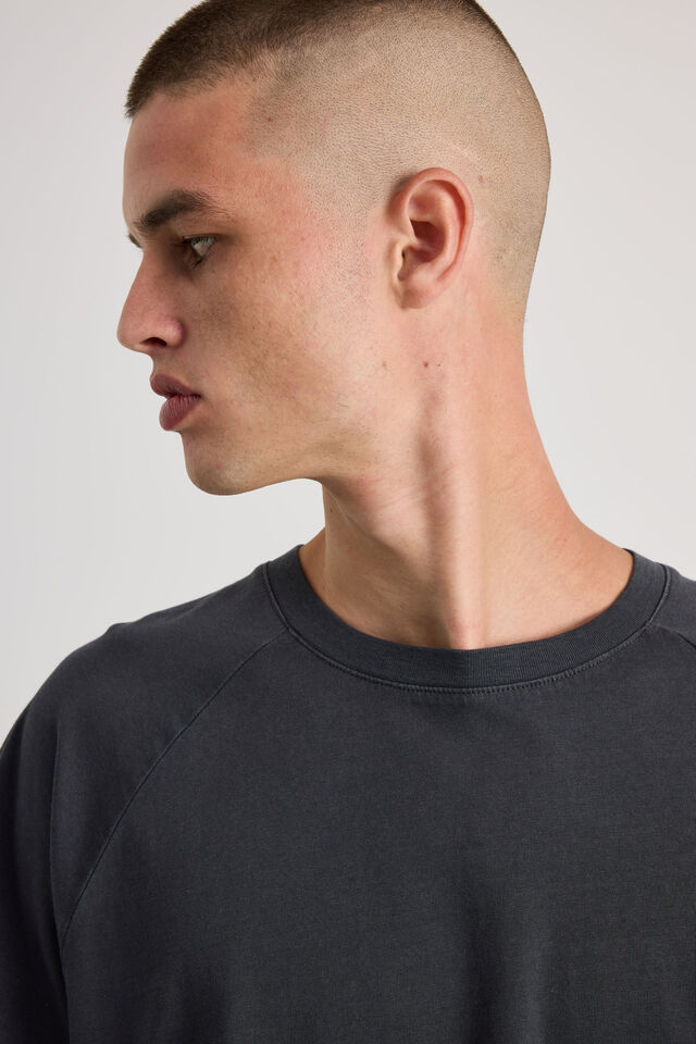 Boxy Cropped Raglan Tshirt, WASHED SLATE