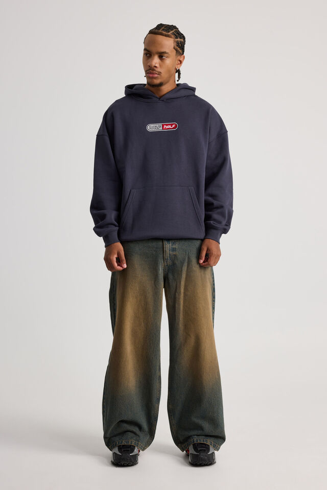 Half Half Hoodie, HH NAVY BLAZER/HALF PILL