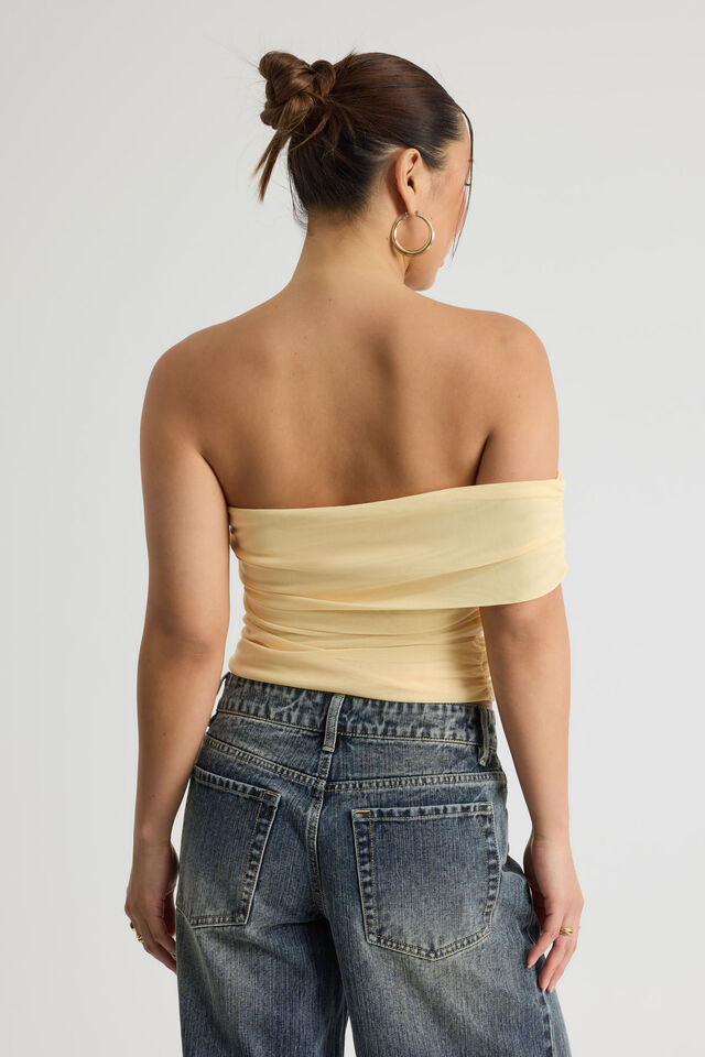 Mesh One Shoulder Top, DAFFODIL