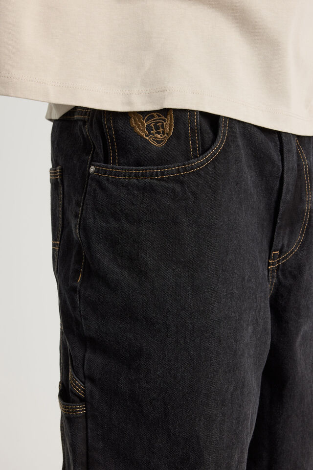 Half Half Baggy Painter Jean, BLACK STONE