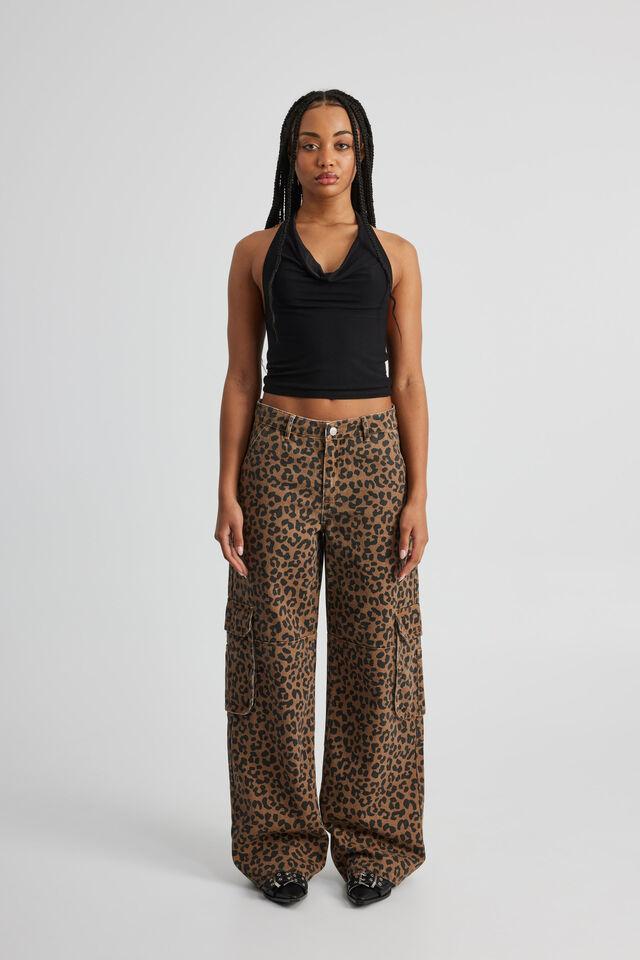 Lexi Baggy Cargo Jean, LEOPARD PRINT