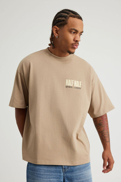 Half Half Heavyweight Box Fit Graphic Tshirt, HH CREMA/WRECKING BALL