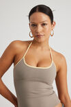 Tie Neck Halter Top, KHAKI MIST/DAFFODIL PICOT - alternate image 4