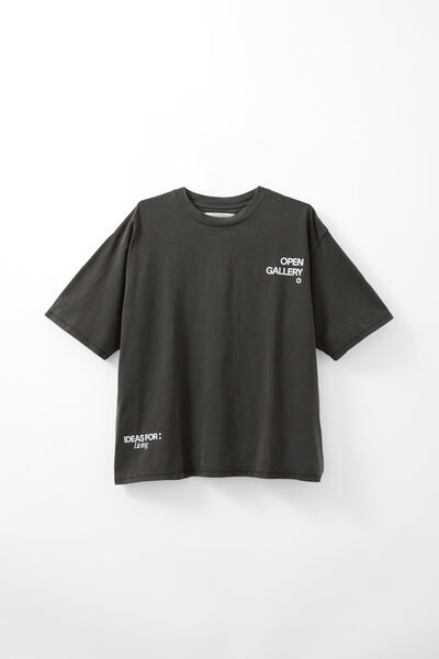 Open Gallery Box Fit Tshirt, OG WASHED BLACK/SHARP EDGES