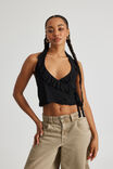 Piper Mesh Wrap Halter Top, BLACK - alternate image 1