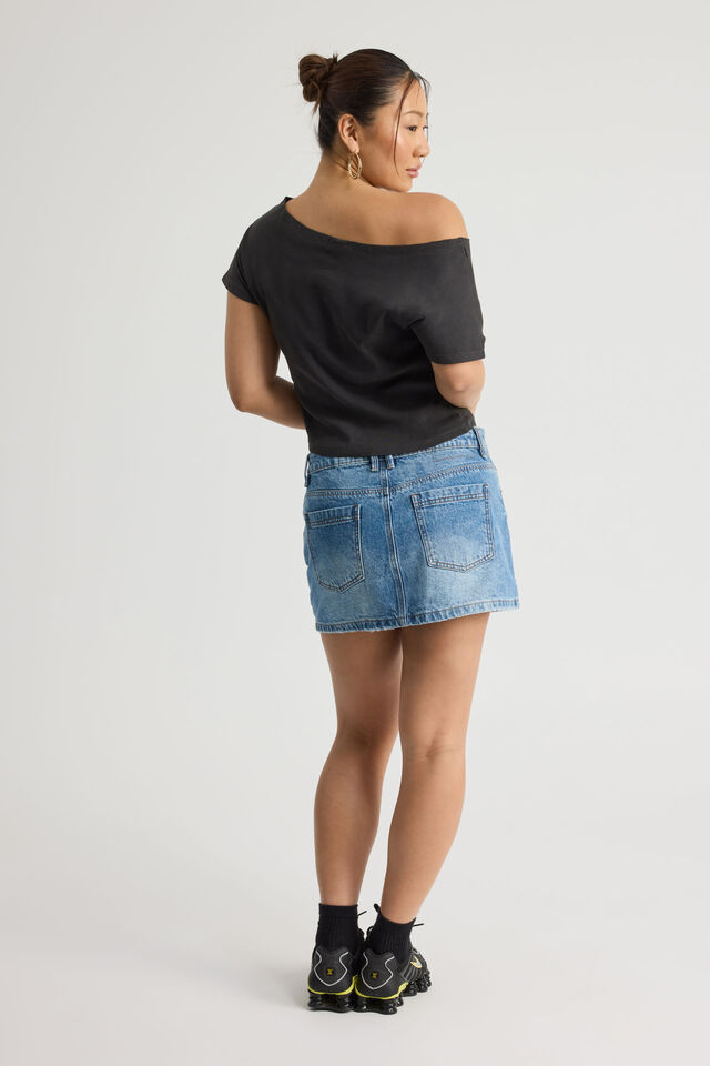 Everyday Denim Skirt, SUMMER SEA BLUE