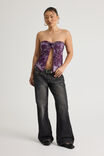Knot Front Split Bandeau, PURPLE ABSTRACT ANIMAL - alternate image 2