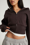 Authentics Shrunken Zip Through Hoodie, CHOC NOIR - example image 4