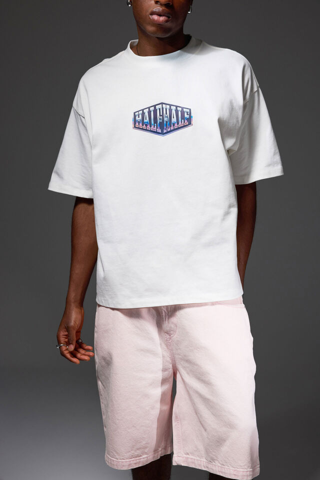 Half Half Heavyweight Box Fit Graphic Tshirt, HH CLOUD/HALF HALF CHROME