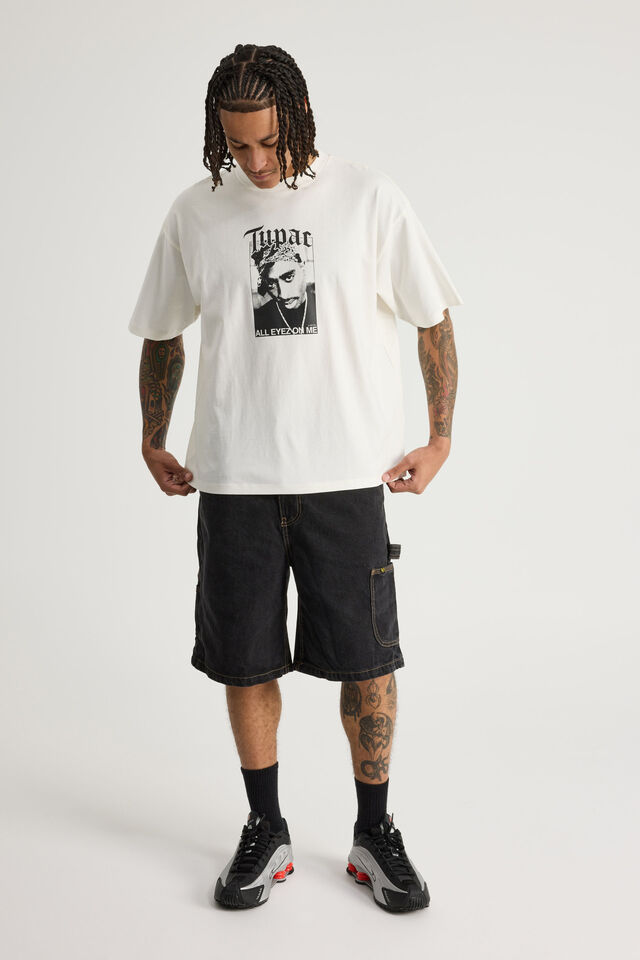 Box Fit Music Merch T Shirt, LCN BRA CLOUD/TUPAC ALLEYEZ TRACKLIST