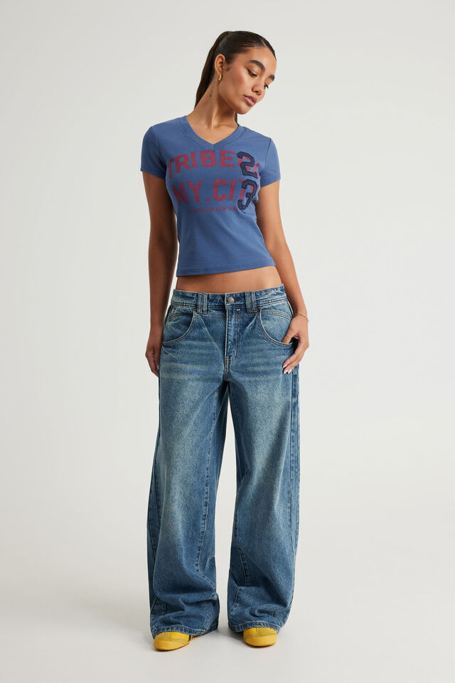 Mid Rise Baggy Jean, CLUB BLUE