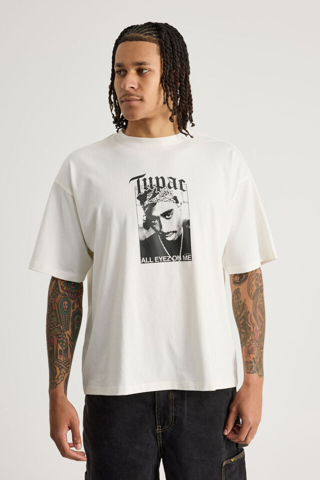 Box Fit Music Merch T Shirt, LCN BRA CLOUD/TUPAC ALLEYEZ TRACKLIST