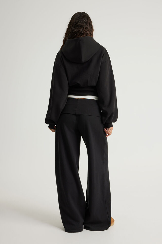Wide Waistband Trackpant, BLACK