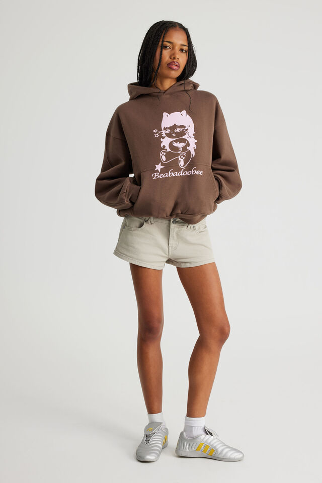 Music Merch Boxy Hoodie, LCN BRA MUD/BEABADOOBEE CUTIE