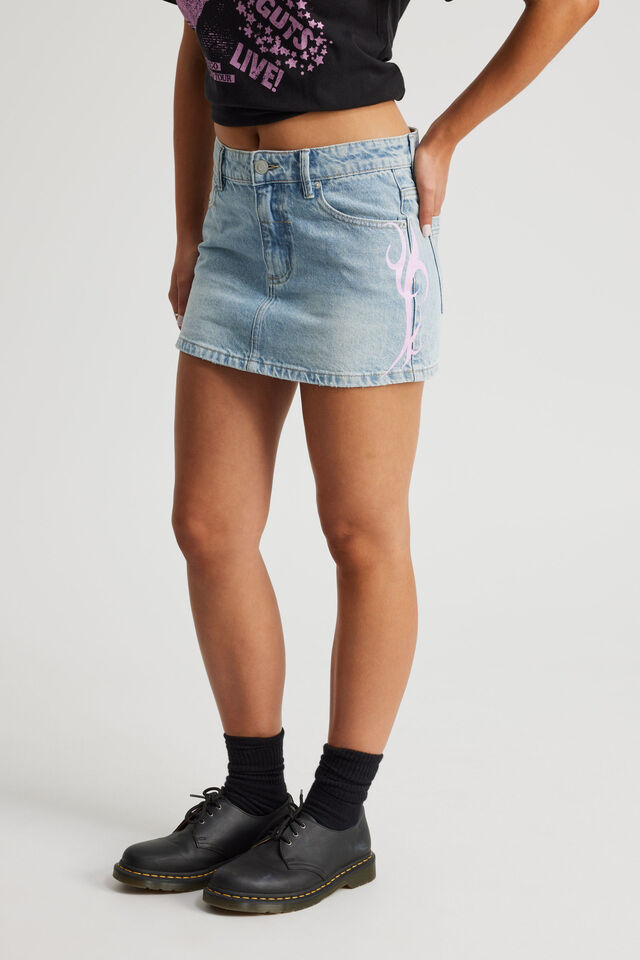 Everyday Denim Skirt, OCEAN BLUE_BUTTERFLY