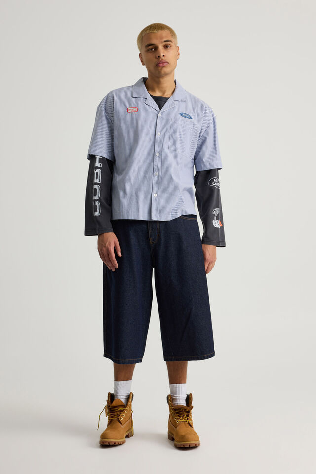 Lcn Ford Short Sleeve Shirt, LCN FORD STRIPE MOTO COMPANY