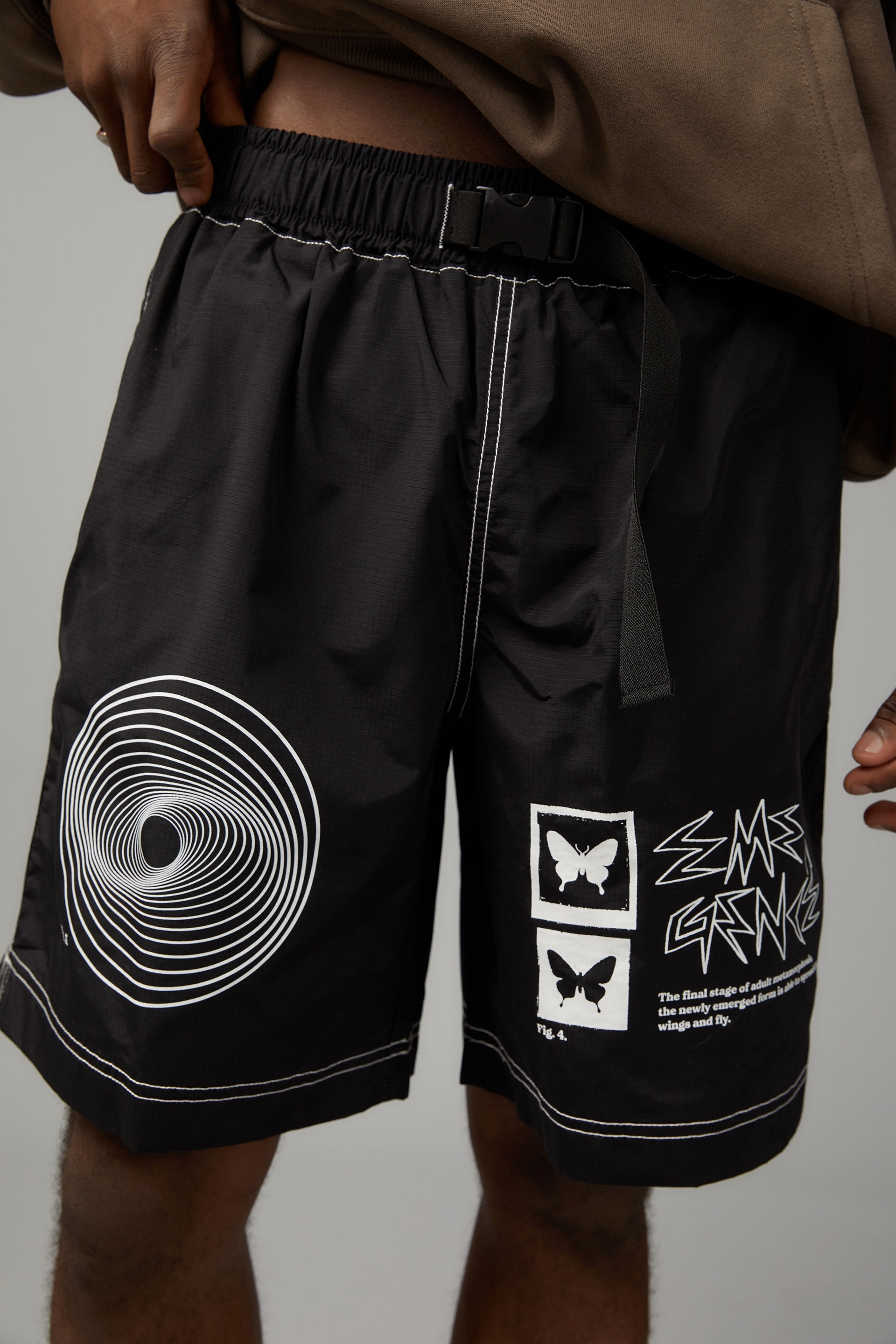 Half white half new arrivals black shorts