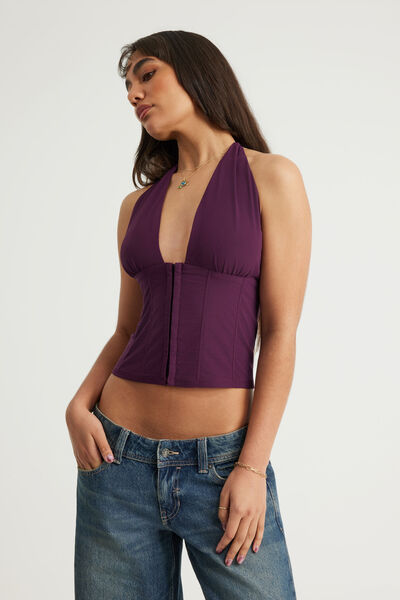 Hook And Eye Halter Top, SYRAH